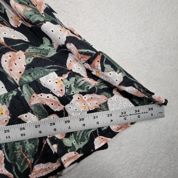 Express Tiered Trapeze Dress Womens Large Floral Print Eyelet V-Neck Tiered - Picture 15 of 16